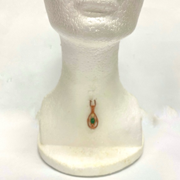 HANDMADE Green Aventurine Mother of Pearl Pendant Hand Wrapped & Hammered Copper - Picture 2 of 10